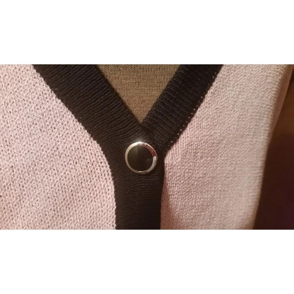 ST. JOHN SPORT Sweater Pink Black White  Stripe - Picture 9 of 14